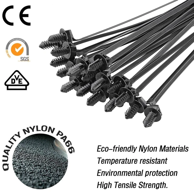 Alt view image 3 of 7 - 240Pcs Push Mount Cable Zip Tie, Nylon Self Locking Cable Strap, 8 Most Popular Sizes, Heavy Duty Self-Locking UV Resistant Wire Ties - For Indoor, Construction, Electronic and Auto