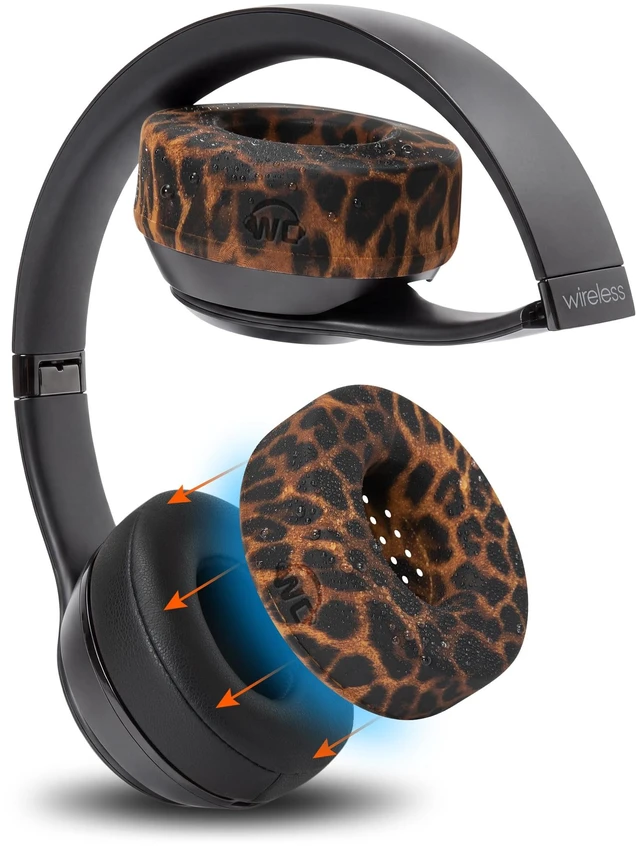 Main image of SweatZ Beats Solo - Patented Sweat Covers for Beats Solo 4, 3 & 2 Made by Wicked Cushions Made with Premium Silicone, Sweatproof, Washable & Preserves Comfort Leopard