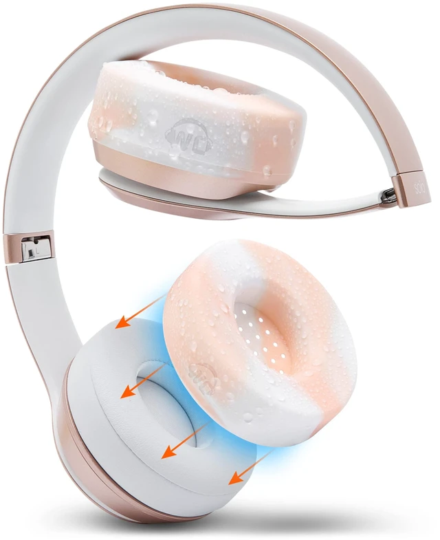 Main image of SweatZ Beats Solo - Patented Sweat Covers for Beats Solo 4, 3 & 2 Made by Wicked Cushions Made with Premium Silicone, Sweatproof, Washable & Preserves Comfort Pink Marble