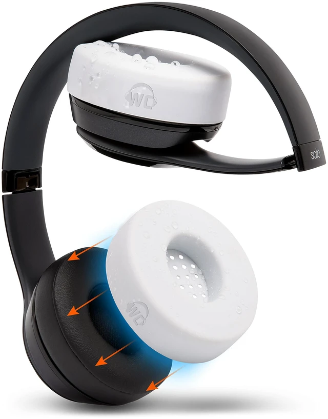 Main image of SweatZ Beats Solo - Patented Sweat Covers for Beats Solo 4, 3 & 2 Made by Wicked Cushions Made with Premium Silicone, Sweatproof, Washable & Preserves Comfort White