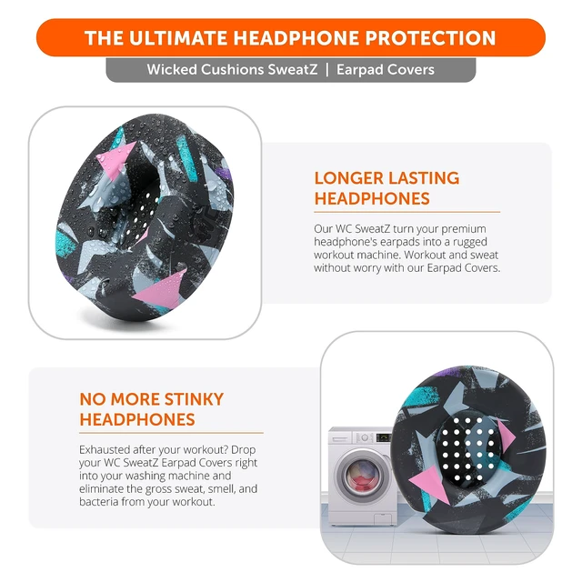 Alt view image 5 of 7 - SweatZ Beats Solo - Patented Sweat Covers for Beats Solo 4, 3 & 2 Made by Wicked Cushions Made with Premium Silicone, Sweatproof, Washable & Preserves Comfort 90's Black