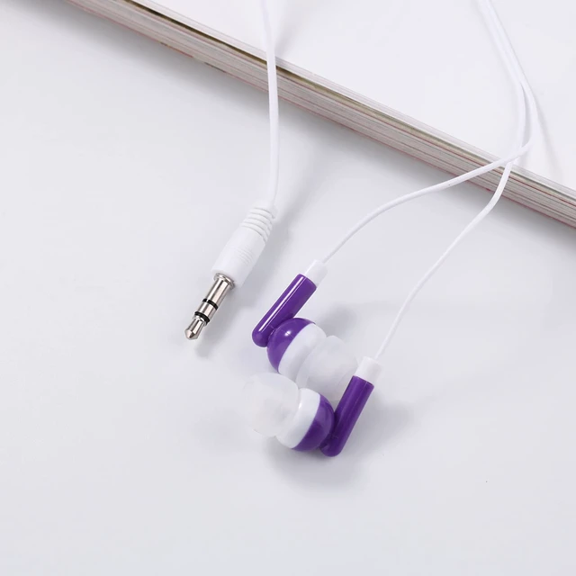 Alt view image 6 of 7 - Wholesale Bulk Eearbuds Headphones 100 Pack for Kids,Classroom,Labs,Students and Adults(Purple)