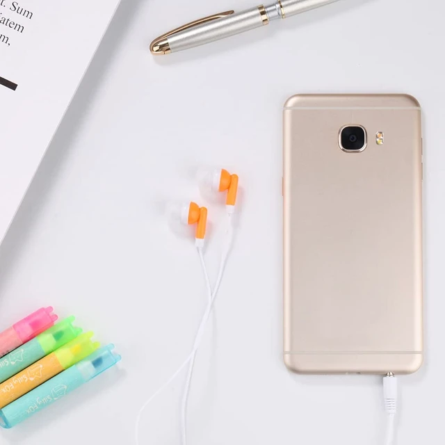 Alt view image 6 of 7 - Wholesale Bulk Eearbuds Headphones 100 Pack for Kids,Classroom,Labs,Students and Adults(Orange)