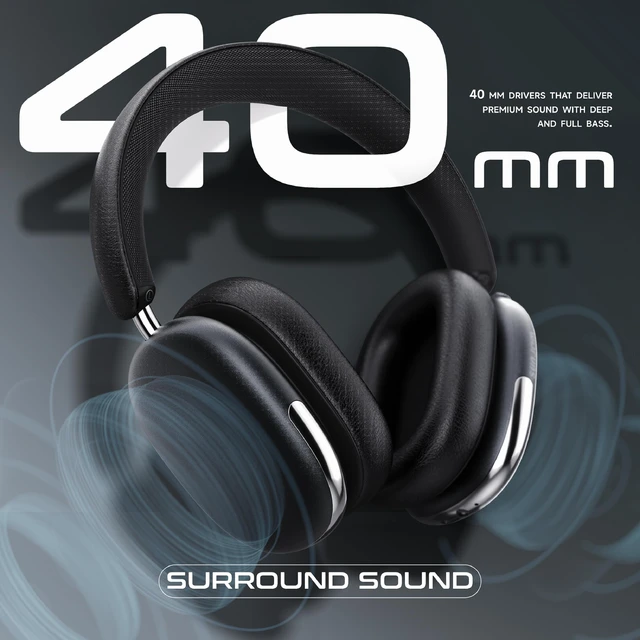 Alt view image 3 of 7 - Freepods Over-Ear Bluetooth Headphones with Mic,120 Hour Playtime Active Noise Cancelling,Hi-Res Audio,Wireless ANC Headset, Android Compatible - Black