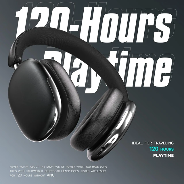 Alt view image 4 of 7 - Freepods Over-Ear Bluetooth Headphones with Mic,120 Hour Playtime Active Noise Cancelling,Hi-Res Audio,Wireless ANC Headset, Android Compatible - Black