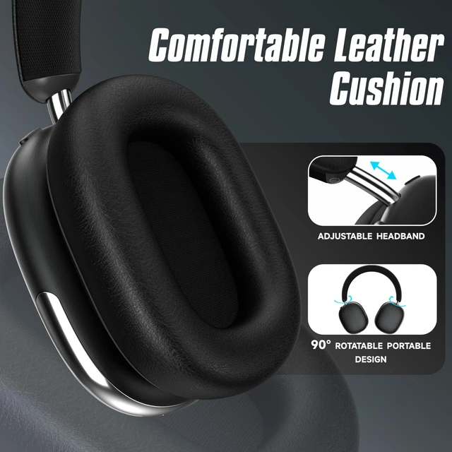 Alt view image 7 of 7 - Freepods Over-Ear Bluetooth Headphones with Mic,120 Hour Playtime Active Noise Cancelling,Hi-Res Audio,Wireless ANC Headset, Android Compatible - Black