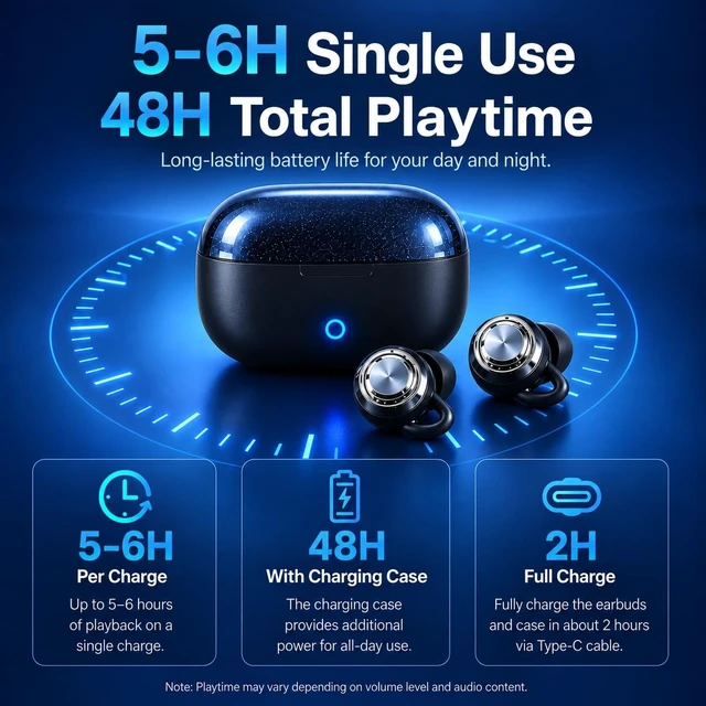 Alt view image 7 of 7 - ANC Sleep Earbuds for Side Sleepers, Mini Low-Profile Sleeping Headphones for Snoring & Night Noise, Sleep Mode with No Low-Battery Beep, White Noise, 48H Charging Case, Bluetooth 6.0, Black