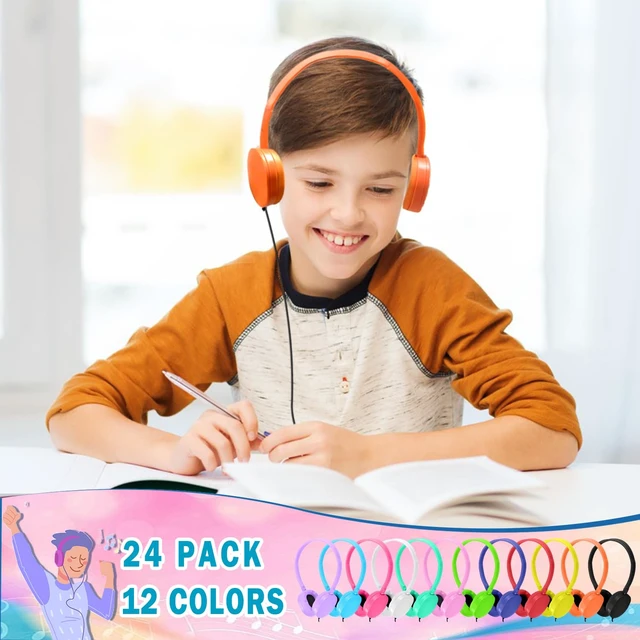Alt view image 2 of 7 - 25 Pack Bulk Headphones Classroom for School Kids Students Teen Boys Girls Children Baby Toddler and Adult (Multi Colored)