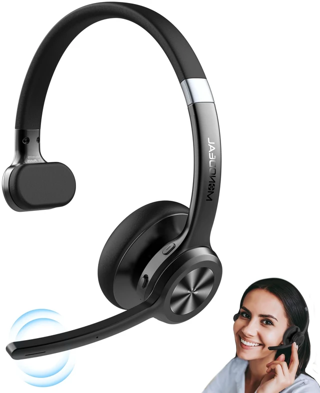Main image of Trucker Bluetooth Headset, Wireless Headset with Microphone ENC Noise Cancelling & Mute Button, 30H Talk Time, Bluetooth 5.2 Headphones for Work, Office, Call Center