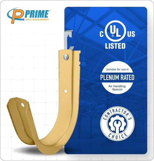 Alt view image 3 of 7 - 4 Heavy Duty Metal Cable Support Batwing J-Hook Hangers with Bat Wing Clip for attaching Ceiling Wire & Threaded Rod for Cable & Wire Management