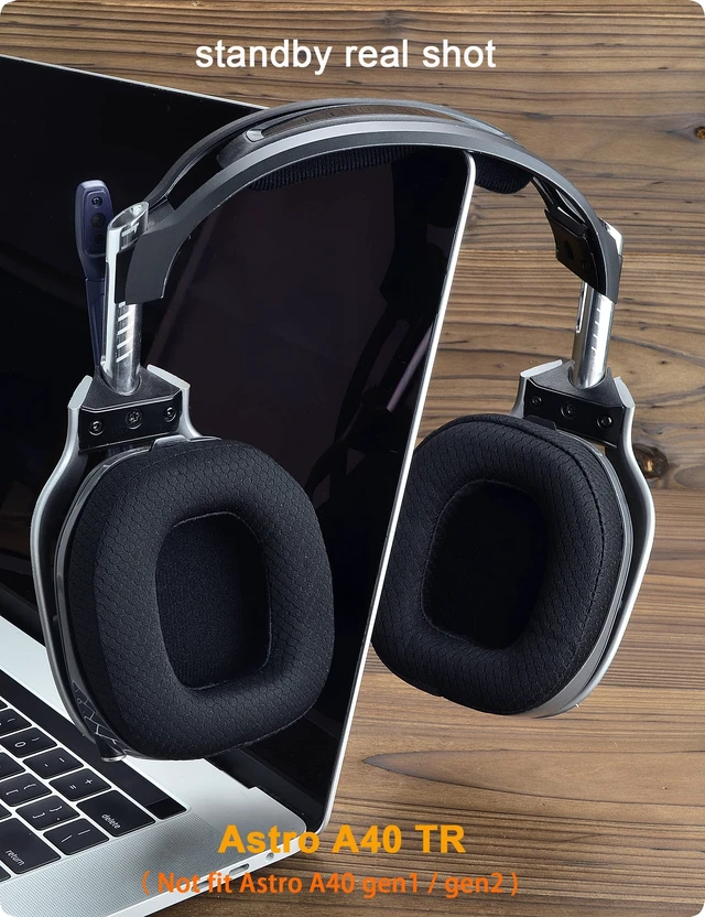 Alt view image 4 of 6 - Mesh Fabric Earpads for Astro A40 TR Headset A40 TR Mod Kit Ear Cushions and Headband, Upgrade High-Density Noise Cancelling Foam, Added Thickness