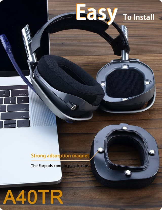 Alt view image 5 of 6 - Mesh Fabric Earpads for Astro A40 TR Headset A40 TR Mod Kit Ear Cushions and Headband, Upgrade High-Density Noise Cancelling Foam, Added Thickness