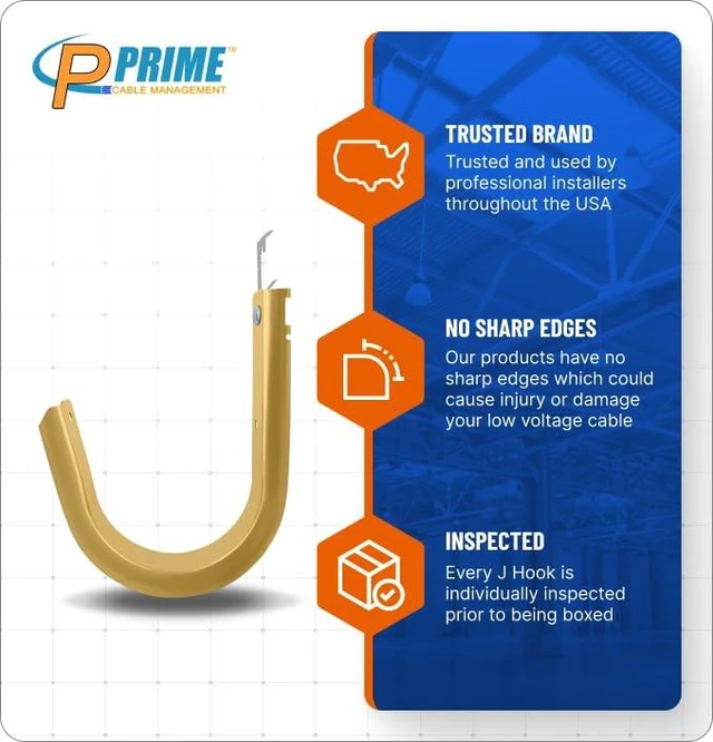 Alt view image 4 of 7 - 4 Heavy Duty Metal Cable Support Batwing J-Hook Hangers with Bat Wing Clip for attaching Ceiling Wire & Threaded Rod for Cable & Wire Management