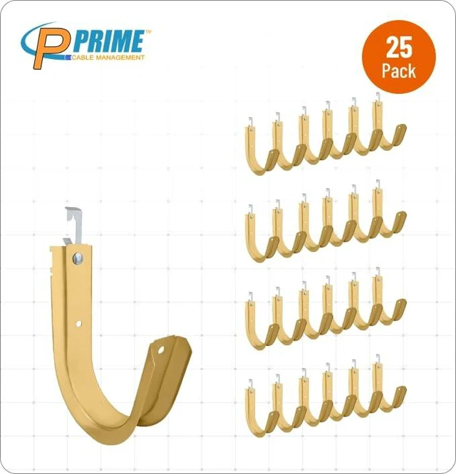 Alt view image 7 of 7 - 4 Heavy Duty Metal Cable Support Batwing J-Hook Hangers with Bat Wing Clip for attaching Ceiling Wire & Threaded Rod for Cable & Wire Management