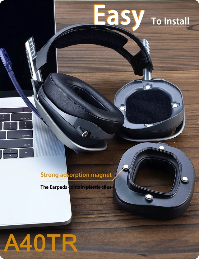 Alt view image 5 of 6 - Protein Leather Earpads for Astro A40 TR Headset A40 TR Mod Kit Ear Cushions and Headband, Upgrade High-Density Noise Cancelling Foam, Added Thickness