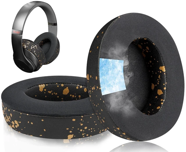 Main image of Cooling Gel Earpads Replacement for Beats Studio 2 & Studio 3 Wired & Wireless Headphones, Ear Pads Cushions with High-Density Noise Isolation Foam, Added Thickness - Black Gold