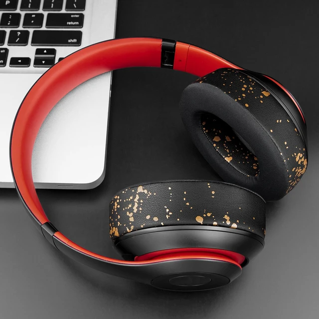 Alt view image 4 of 7 - Cooling Gel Earpads Replacement for Beats Studio 2 & Studio 3 Wired & Wireless Headphones, Ear Pads Cushions with High-Density Noise Isolation Foam, Added Thickness - Black Gold