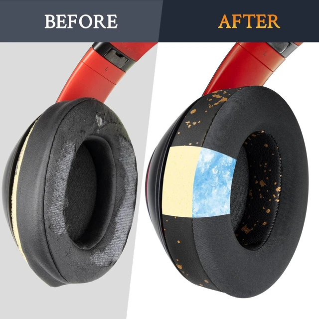 Alt view image 6 of 7 - Cooling Gel Earpads Replacement for Beats Studio 2 & Studio 3 Wired & Wireless Headphones, Ear Pads Cushions with High-Density Noise Isolation Foam, Added Thickness - Black Gold