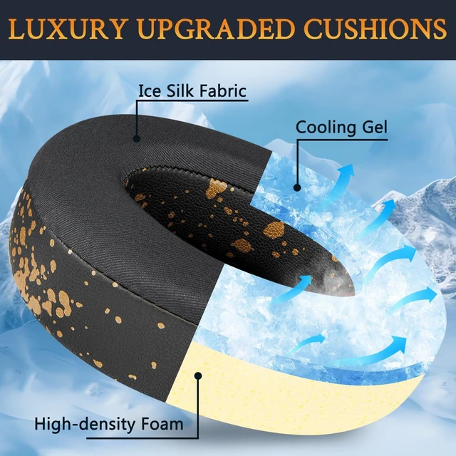 Alt view image 5 of 7 - Cooling Gel Earpads Replacement for Beats Studio 2 & Studio 3 Wired & Wireless Headphones, Ear Pads Cushions with High-Density Noise Isolation Foam, Added Thickness - Black Gold