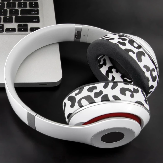 Alt view image 4 of 7 - Cooling Gel Earpads Replacement for Beats Studio 2 & Studio 3 Wired & Wireless Headphones, Ear Pads Cushions with High-Density Noise Isolation Foam, Added Thickness - Snow Leopard