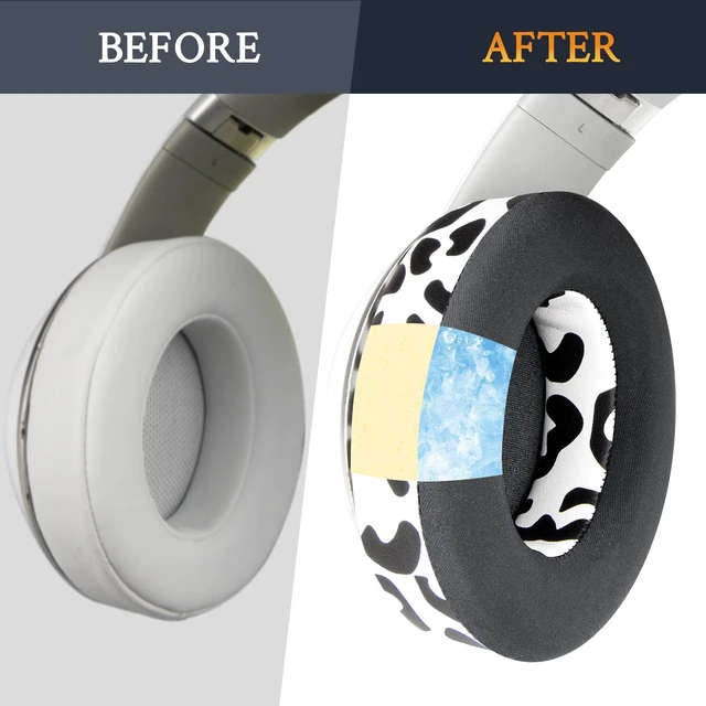 Alt view image 6 of 7 - Cooling Gel Earpads Replacement for Beats Studio 2 & Studio 3 Wired & Wireless Headphones, Ear Pads Cushions with High-Density Noise Isolation Foam, Added Thickness - Snow Leopard
