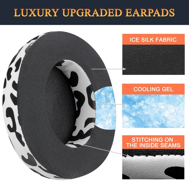 Alt view image 5 of 7 - Cooling Gel Earpads Replacement for Beats Studio 2 & Studio 3 Wired & Wireless Headphones, Ear Pads Cushions with High-Density Noise Isolation Foam, Added Thickness - Snow Leopard