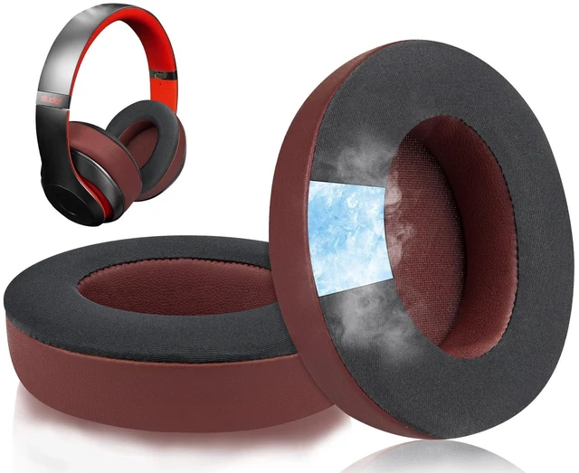 Main image of Cooling Gel Earpads Replacement for Beats Studio 2 & Studio 3 Wired & Wireless Headphones, Ear Pads Cushions with High-Density Noise Isolation Foam, Added Thickness - Burgundy