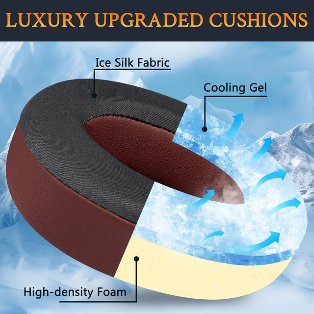 Alt view image 5 of 7 - Cooling Gel Earpads Replacement for Beats Studio 2 & Studio 3 Wired & Wireless Headphones, Ear Pads Cushions with High-Density Noise Isolation Foam, Added Thickness - Burgundy