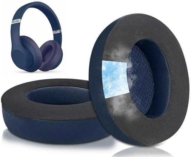 Main image of Cooling Gel Earpads Replacement for Beats Studio 2 & Studio 3 Wired & Wireless Headphones, Ear Pads Cushions with High-Density Noise Isolation Foam, Added Thickness - Navy Blue