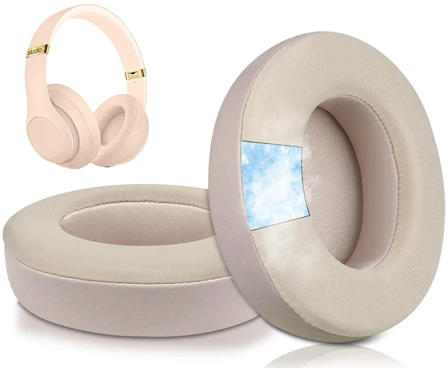 Main image of Cooling Gel Earpads Replacement for Beats Studio 2 & Studio 3 Wired & Wireless Headphones, Ear Pads Cushions with High-Density Noise Isolation Foam, Added Thickness - Satin Gold