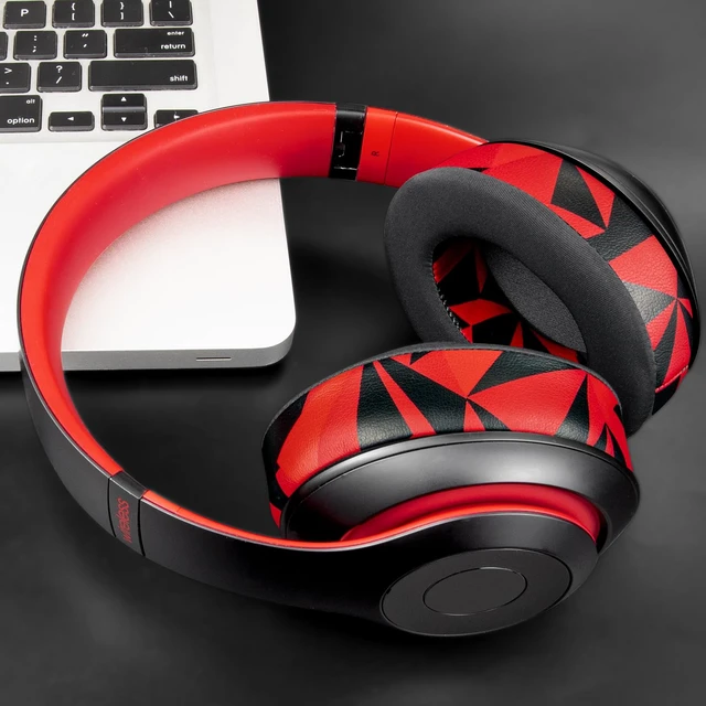 Alt view image 4 of 7 - Cooling Gel Earpads Replacement for Beats Studio 2 & Studio 3 Wired & Wireless Headphones, Ear Pads Cushions with High-Density Noise Isolation Foam, Added Thickness - Red Storm