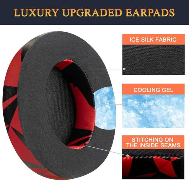 Alt view image 5 of 7 - Cooling Gel Earpads Replacement for Beats Studio 2 & Studio 3 Wired & Wireless Headphones, Ear Pads Cushions with High-Density Noise Isolation Foam, Added Thickness - Red Storm