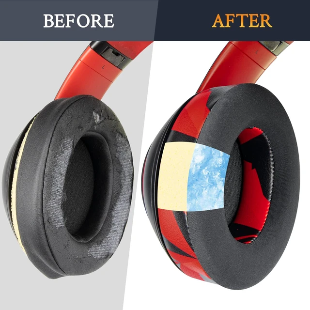 Alt view image 6 of 7 - Cooling Gel Earpads Replacement for Beats Studio 2 & Studio 3 Wired & Wireless Headphones, Ear Pads Cushions with High-Density Noise Isolation Foam, Added Thickness - Red Storm