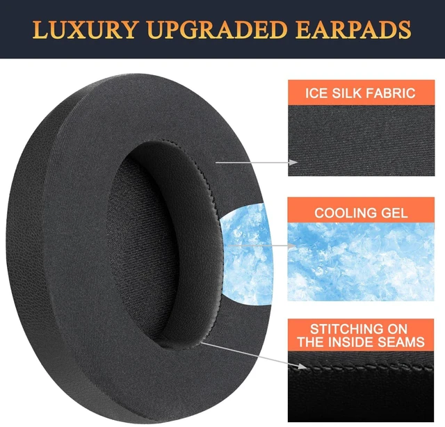 Alt view image 4 of 7 - Cooling Earpads for Beats Studio 3 & Studio 2 - Black Not Fit Beats (Studio Pro, Monster Studio, Solo On-Ear)