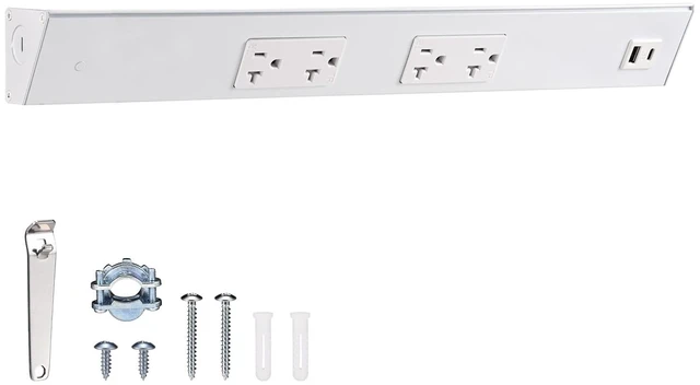 Main image of 24 inch Hardwired Power Strip with 4 Tamper Resistant Outlets and 2 Type A USB, White