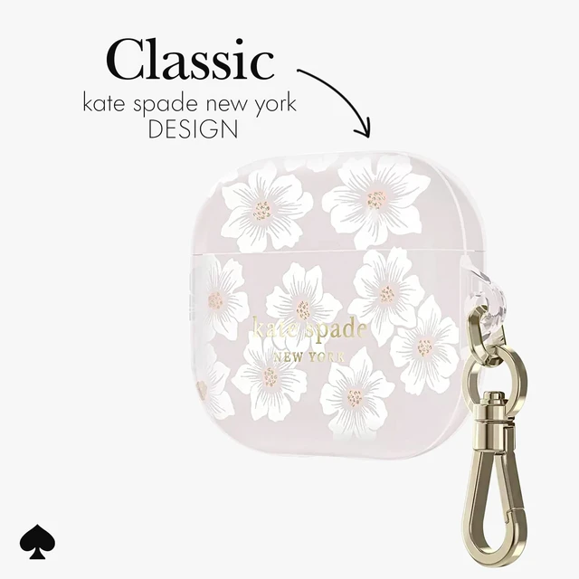 Alt view image 3 of 7 - AirPods 3 Case - Hollyhock Cream Stylish Case with Luxe Gold Ring Keychain for Bag, Tote, Backpack, and More - Protective and Lightweight Case for AirPods 3