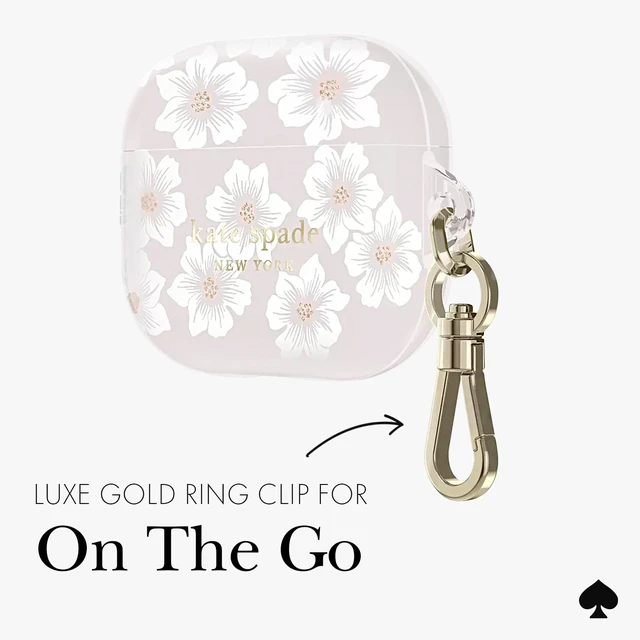 Alt view image 6 of 7 - AirPods 3 Case - Hollyhock Cream Stylish Case with Luxe Gold Ring Keychain for Bag, Tote, Backpack, and More - Protective and Lightweight Case for AirPods 3