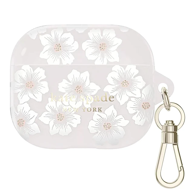 Alt view image 7 of 7 - AirPods 3 Case - Hollyhock Cream Stylish Case with Luxe Gold Ring Keychain for Bag, Tote, Backpack, and More - Protective and Lightweight Case for AirPods 3