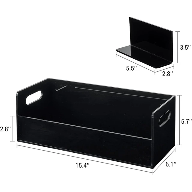 Alt view image 5 of 7 - Black Acrylic CD Storage Box, Stackable, Holds 70 CDs, Set of 2 5 mm acrylic crates with cutout handles and a removable divider; each holds 35 jewel cases; stack on a shelf, desk or console