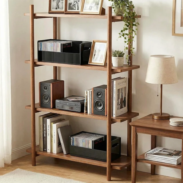 Alt view image 6 of 7 - Black Acrylic CD Storage Box, Stackable, Holds 70 CDs, Set of 2 5 mm acrylic crates with cutout handles and a removable divider; each holds 35 jewel cases; stack on a shelf, desk or console
