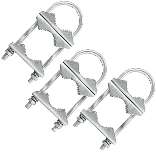 Main image of Double Antenna Mast Clamp V-Jaw Bracket U Bolts Pipe Mounting Hardware 3 Sets, Heavy Duty Mast to Mast Mount Bracket Kit for Outdoor Antenna 3 Sets
