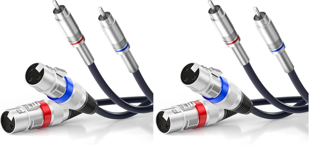 Main image of Dual XLR to RCA Cable, Heavy Duty 2 XLR Female to 2 RCA Male Patch Cord HiFi Stereo Audio Connection Interconnect Lead Wire - 5 ft / 1.5m (Pack of 2)