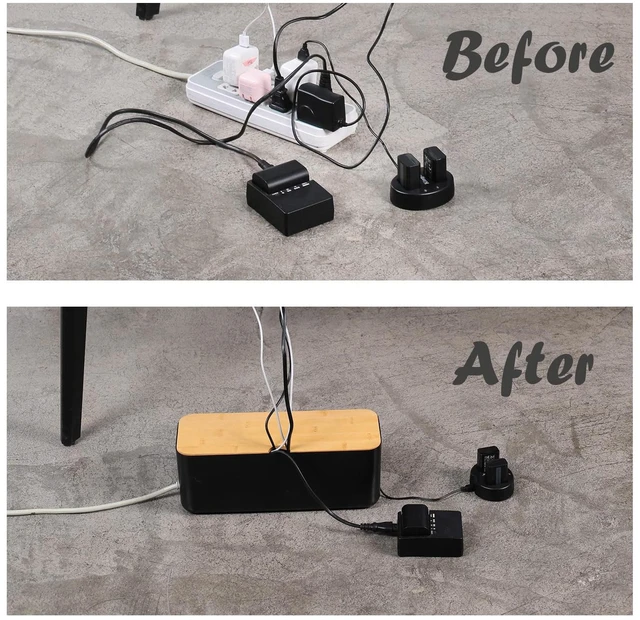 Alt view image 2 of 7 - Cable Management Box Set Cable Organizer Boxes for Extension Cord Power Stripe Surge Protector Wire Management Organizer Cover Hider for Desk Home Office Kitchen (Small & Large Black)