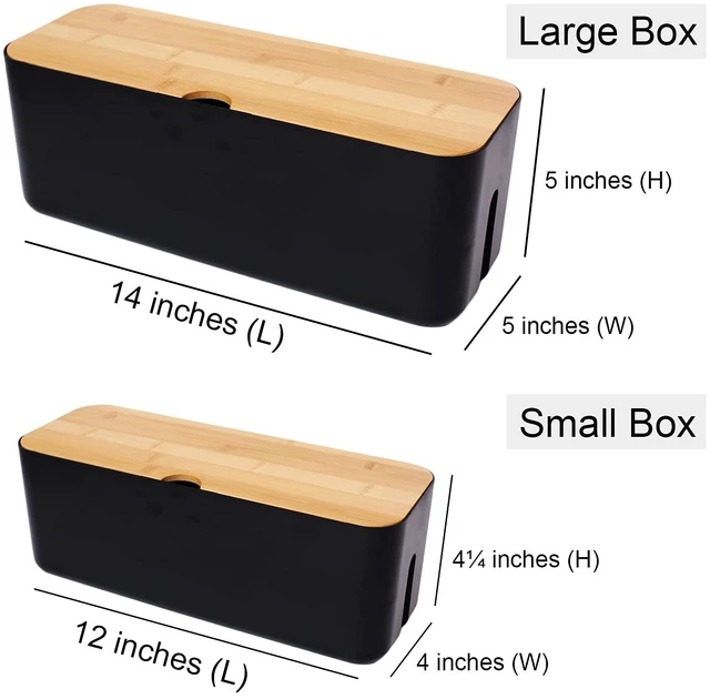 Alt view image 3 of 7 - Cable Management Box Set Cable Organizer Boxes for Extension Cord Power Stripe Surge Protector Wire Management Organizer Cover Hider for Desk Home Office Kitchen (Small & Large Black)