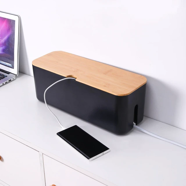 Alt view image 5 of 7 - Cable Management Box Set Cable Organizer Boxes for Extension Cord Power Stripe Surge Protector Wire Management Organizer Cover Hider for Desk Home Office Kitchen (Small & Large Black)