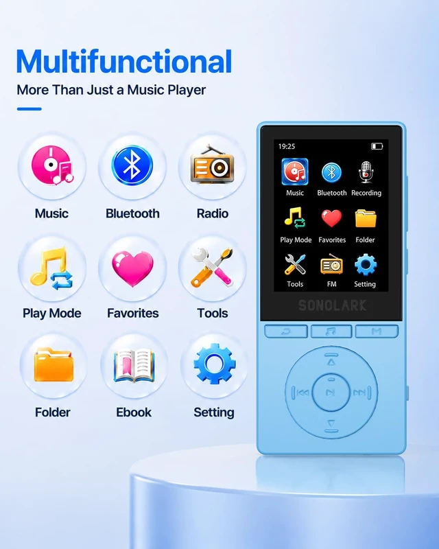 Alt view image 3 of 7 - 90GB MP3 Player Bluetooth 5.3, 2.4" Color Screen MP3 with HD Speaker HiFi Sound Music Player for Kids, Students, Seniors, MP3 Players with FM Radio Voice Recorder, Expanded Up to 128GB(Blue)
