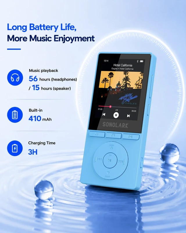 Alt view image 6 of 7 - 90GB MP3 Player Bluetooth 5.3, 2.4" Color Screen MP3 with HD Speaker HiFi Sound Music Player for Kids, Students, Seniors, MP3 Players with FM Radio Voice Recorder, Expanded Up to 128GB(Blue)