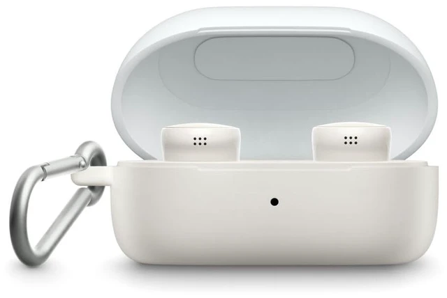 Alt view image 2 of 4 - QuietComfort Earbuds Silicone Case Cover, Protective Silicone Exterior, with Aluminum Carabiner for Convenient Carrying, White Smoke
