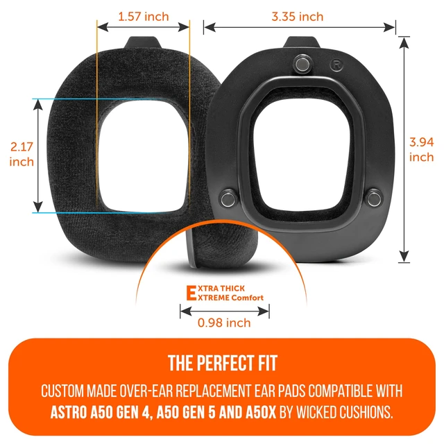 Alt view image 6 of 7 - StealthZ A50 - FPS Earpads for Astro A50 Gen 4, Gen 5 & A50X Made by Wicked Cushions & GadgetryTech Enhanced Sound Precision & Comfort for FPS Games Black