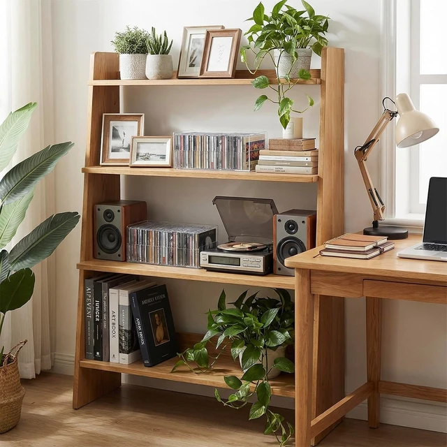 Alt view image 2 of 7 - 2 Pcs Clear Acrylic CD Holders, Stackable Compact Disc Storage Box Music Disc DVD Display Cases, Modern Media Cassette Organizers with Cutout Carrying Handles Album Collection Holder Case